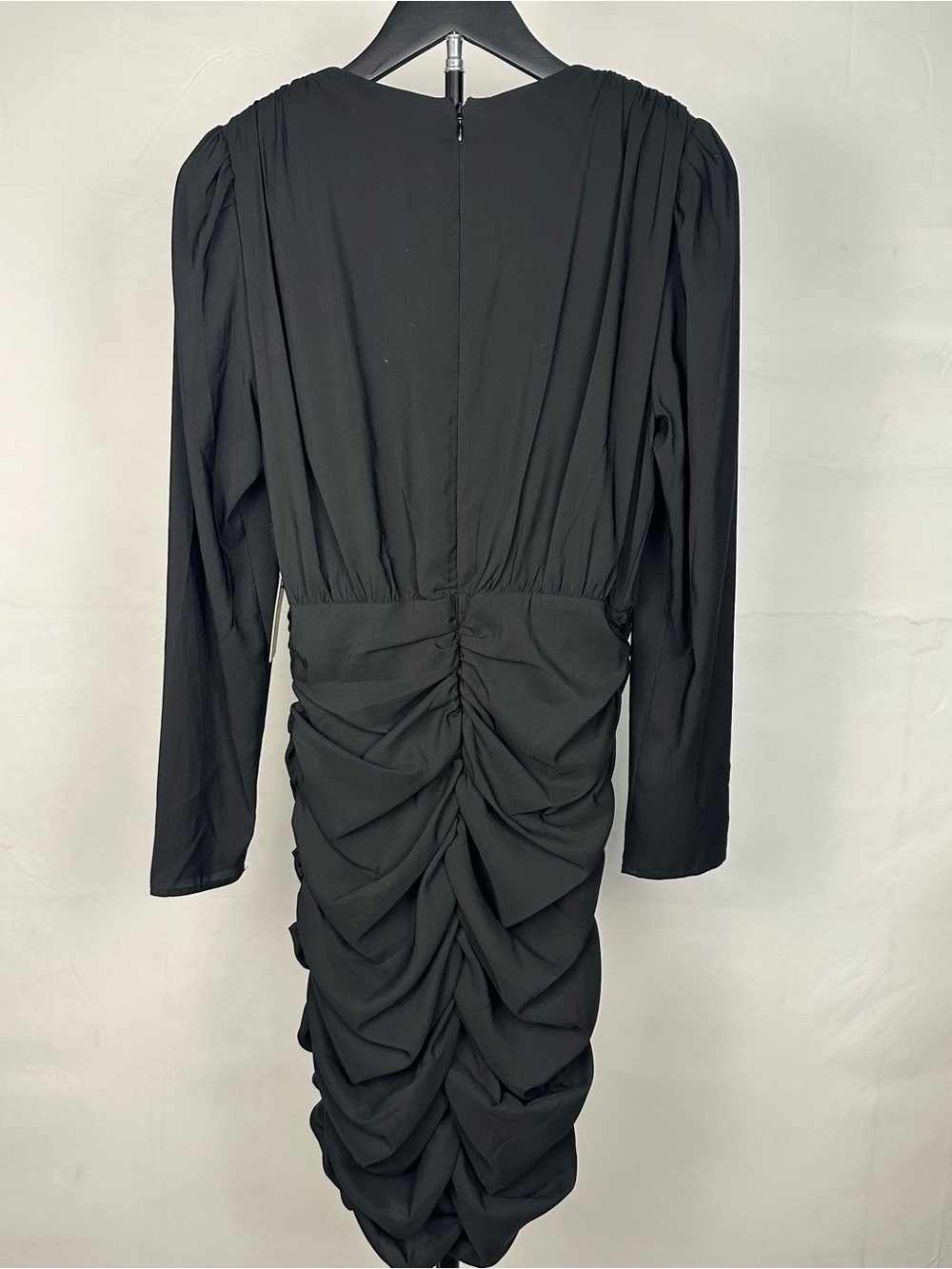 Express Black Ruffle Ruched Wrap Mini Dress - Picture 4 of 9